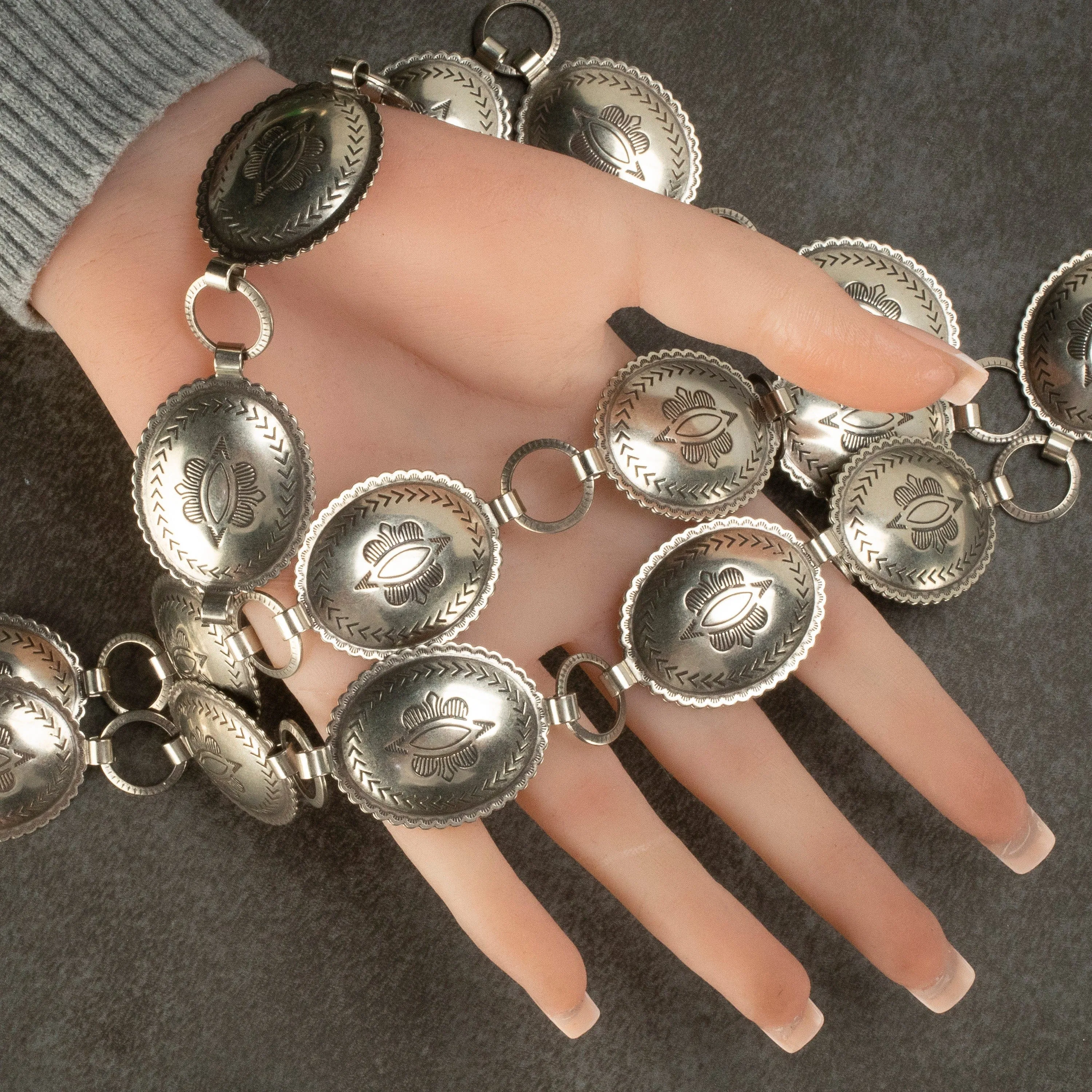 42 Oval Nickel Silver Concho Belt