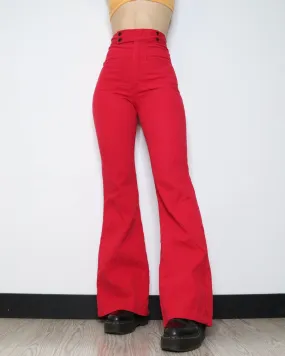 70s Red Corduroy Bell Bottoms (S)
