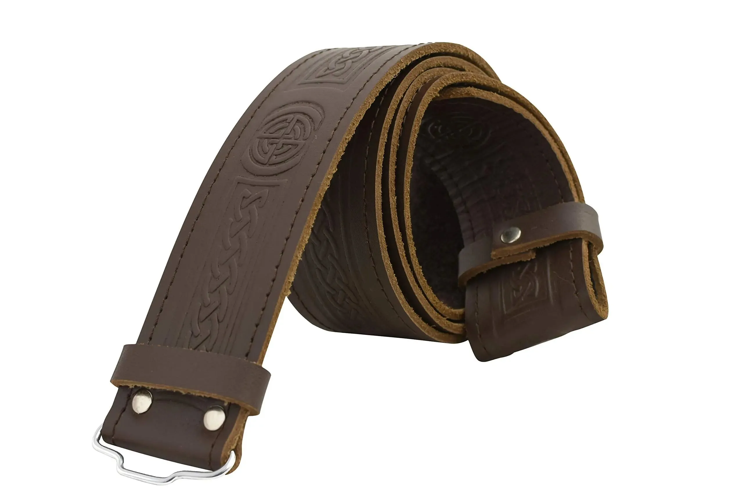 Celtic Knot Leather Brown Kilt Belt