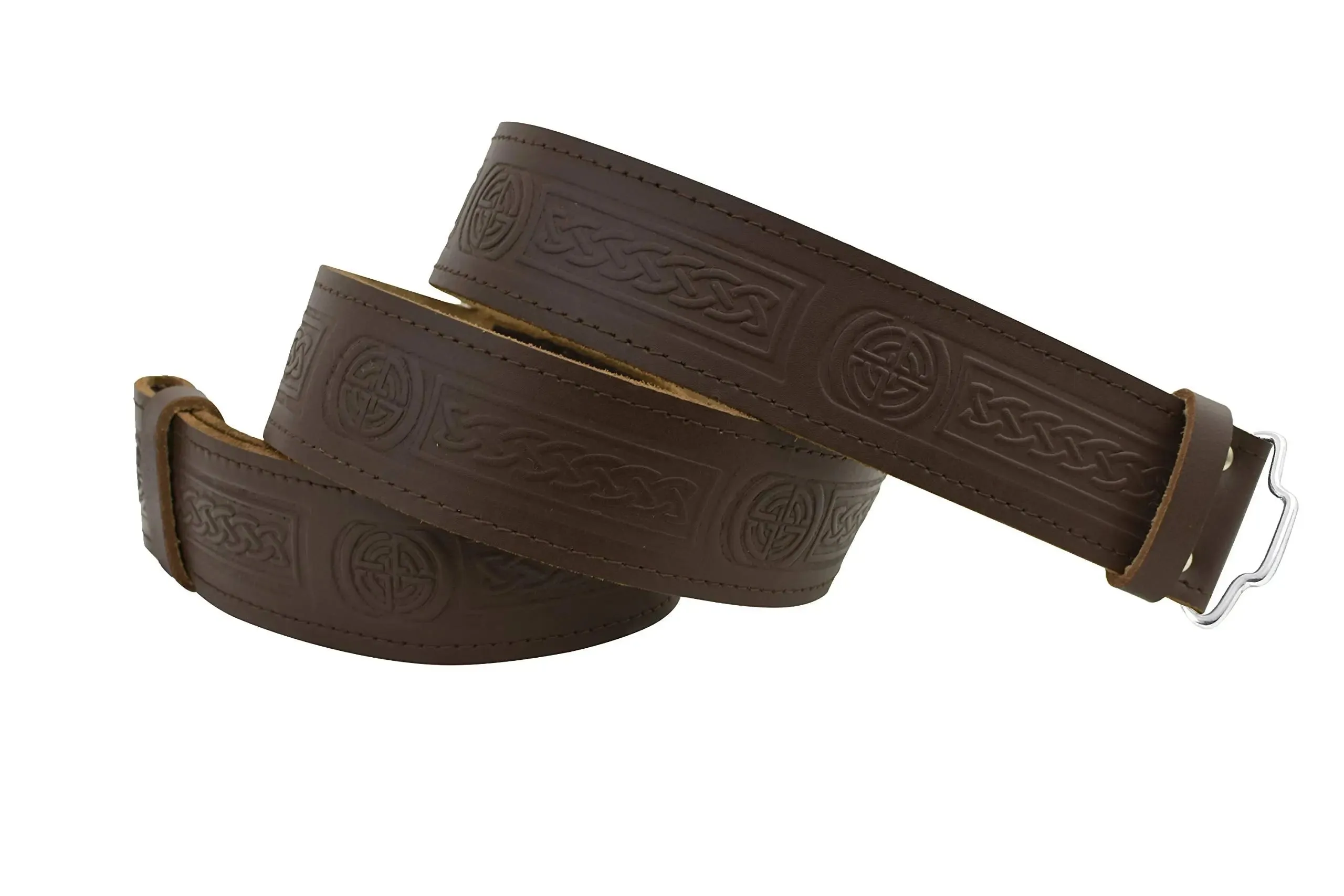 Celtic Knot Leather Brown Kilt Belt
