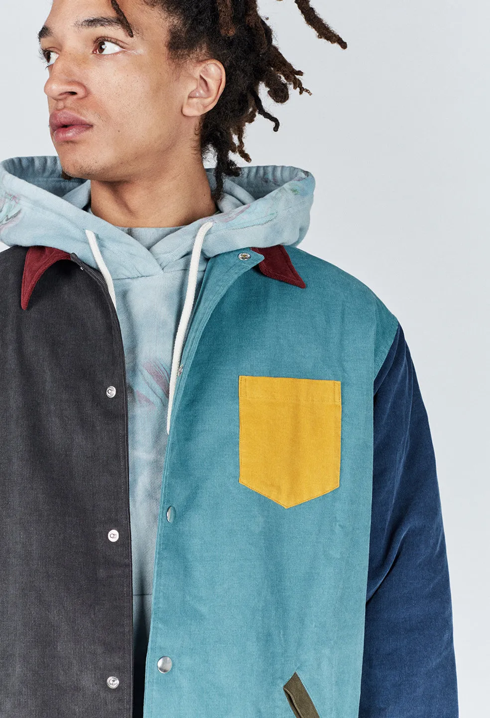 Corduroy Paneled Coach's Jacket / Multi