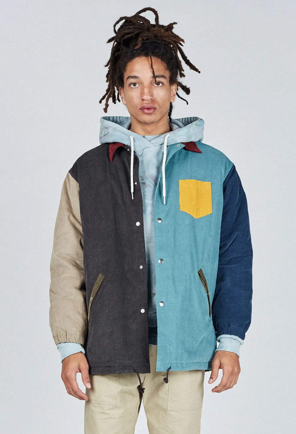 Corduroy Paneled Coach's Jacket / Multi
