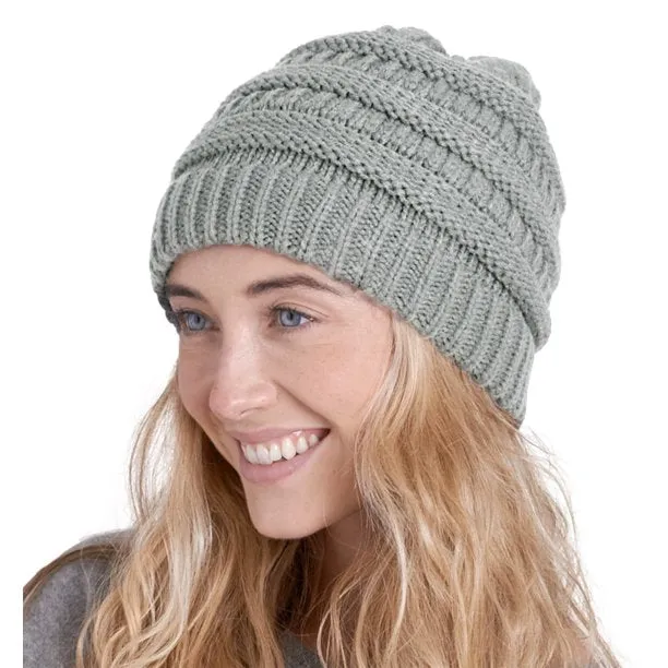Fantaslook Womens Beanie Winter Hat Warm Chunky Cable Knit Hats Soft Stretch Thick Cute Cap for Cold Weather