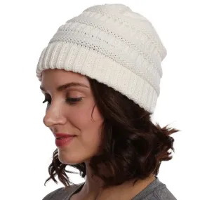 Fantaslook Womens Beanie Winter Hat Warm Chunky Cable Knit Hats Soft Stretch Thick Cute Cap for Cold Weather