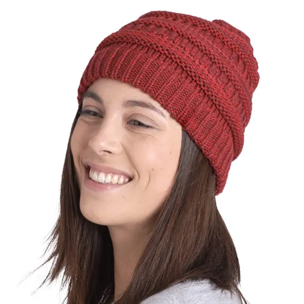 Fantaslook Womens Beanie Winter Hat Warm Chunky Cable Knit Hats Soft Stretch Thick Cute Cap for Cold Weather