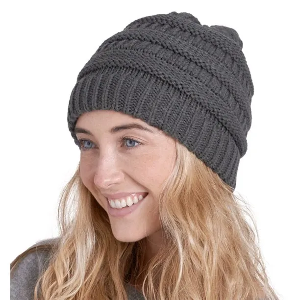 Fantaslook Womens Beanie Winter Hat Warm Chunky Cable Knit Hats Soft Stretch Thick Cute Cap for Cold Weather