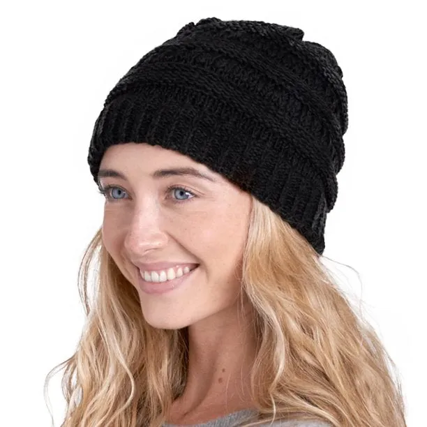 Fantaslook Womens Beanie Winter Hat Warm Chunky Cable Knit Hats Soft Stretch Thick Cute Cap for Cold Weather