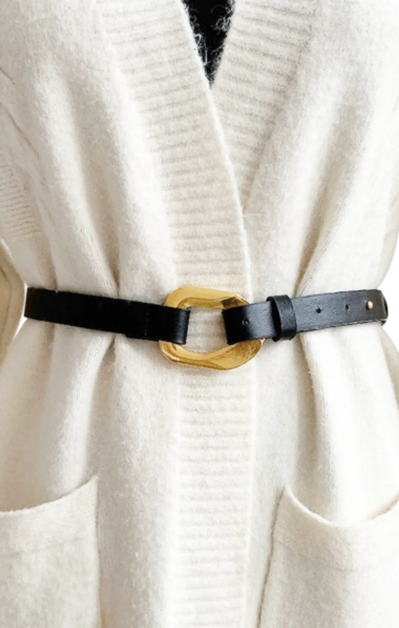 Gold Buckle Cinched Belt