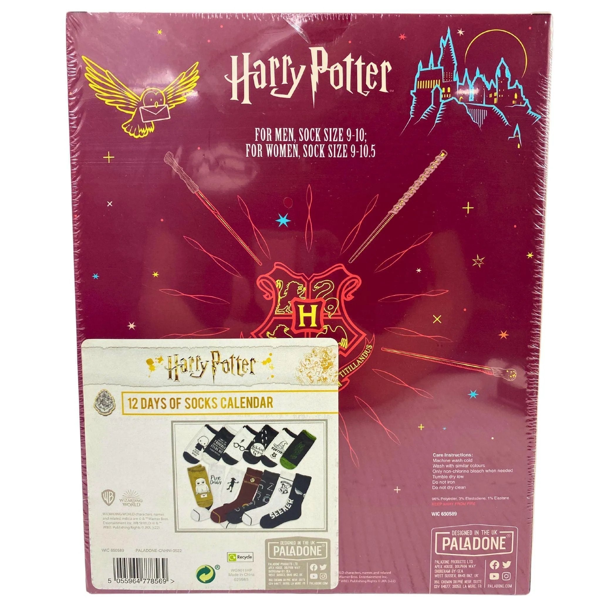 Harry Potter Hogwarts Christmas Is Magic Unisex 12 Days of Socks Calender 7 trainer socks|5 crew socks  (17 Pcs Lot)