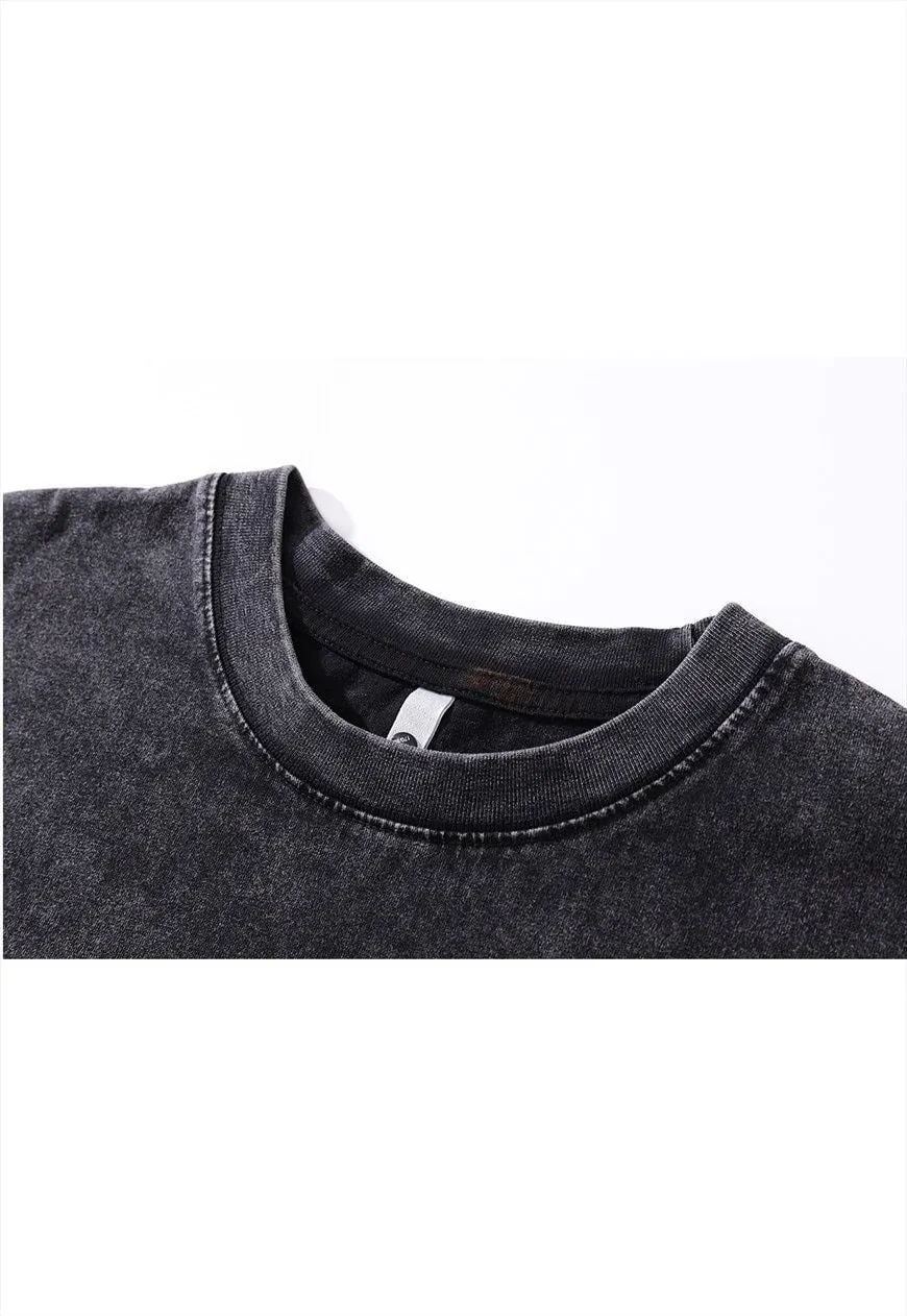 Japanese cartoon t-shirt grunge anime tee retro top in grey