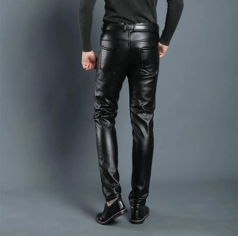 Men's Regular Fit Light Weight Faux Leather Pants