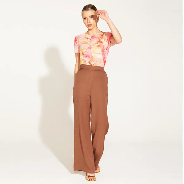 One   Only High Waisted Flared Pant - Mocha