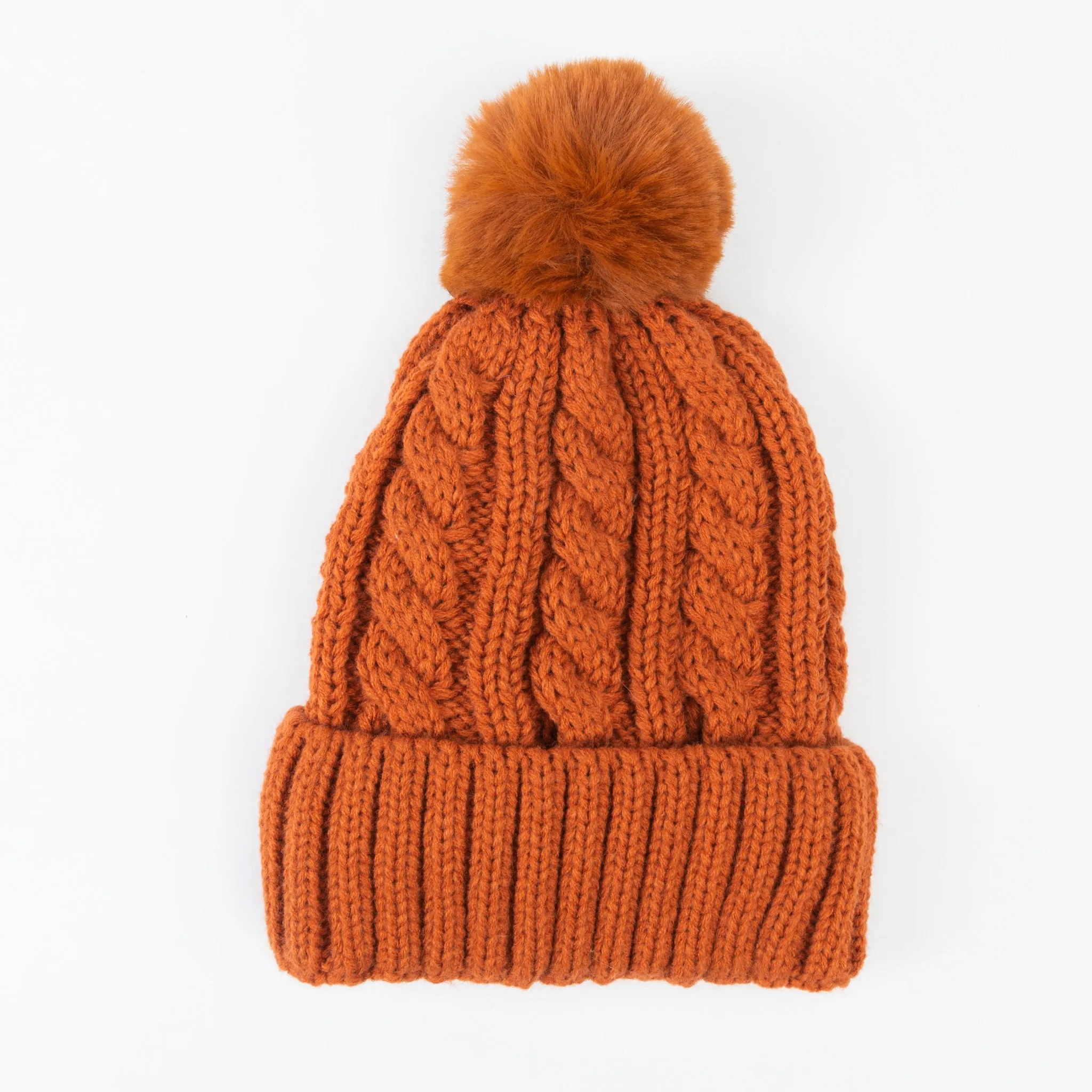 Sierra Cable Knit Pom Lined Beanie Hat
