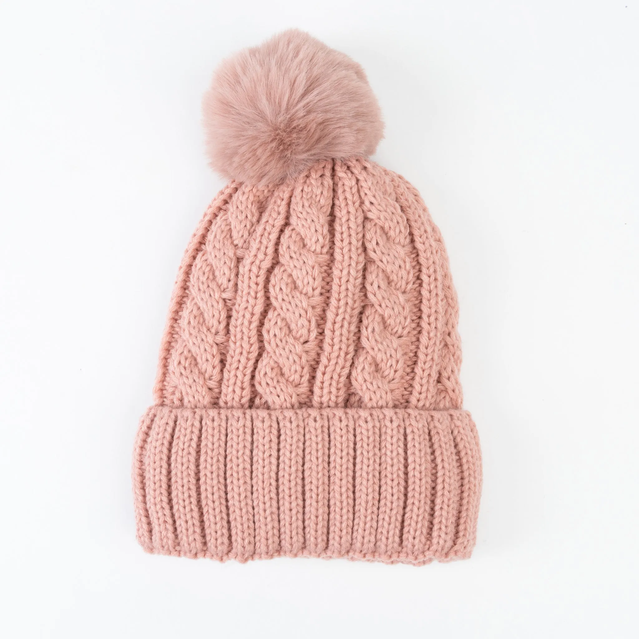 Sierra Cable Knit Pom Lined Beanie Hat