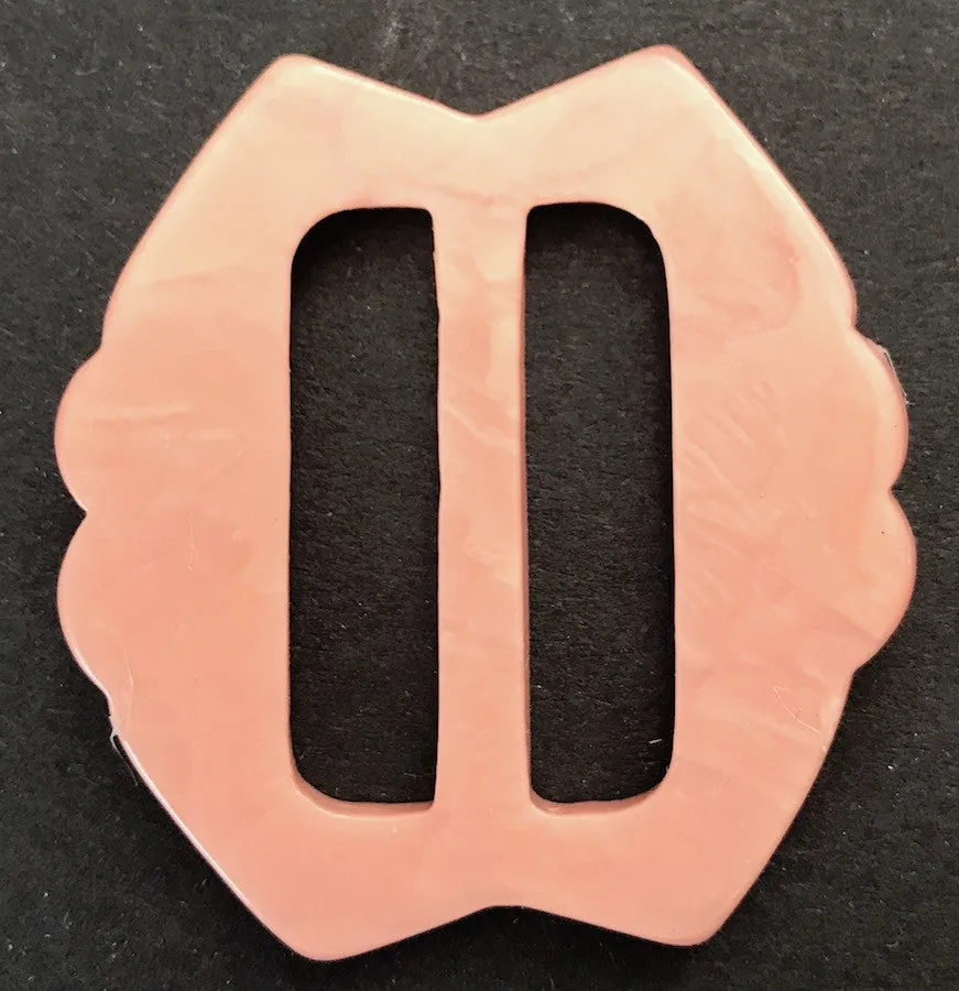 Soft Pink 1940s Galalith / Casein 5cm Belt Buckle - Unused Old Shop Stock