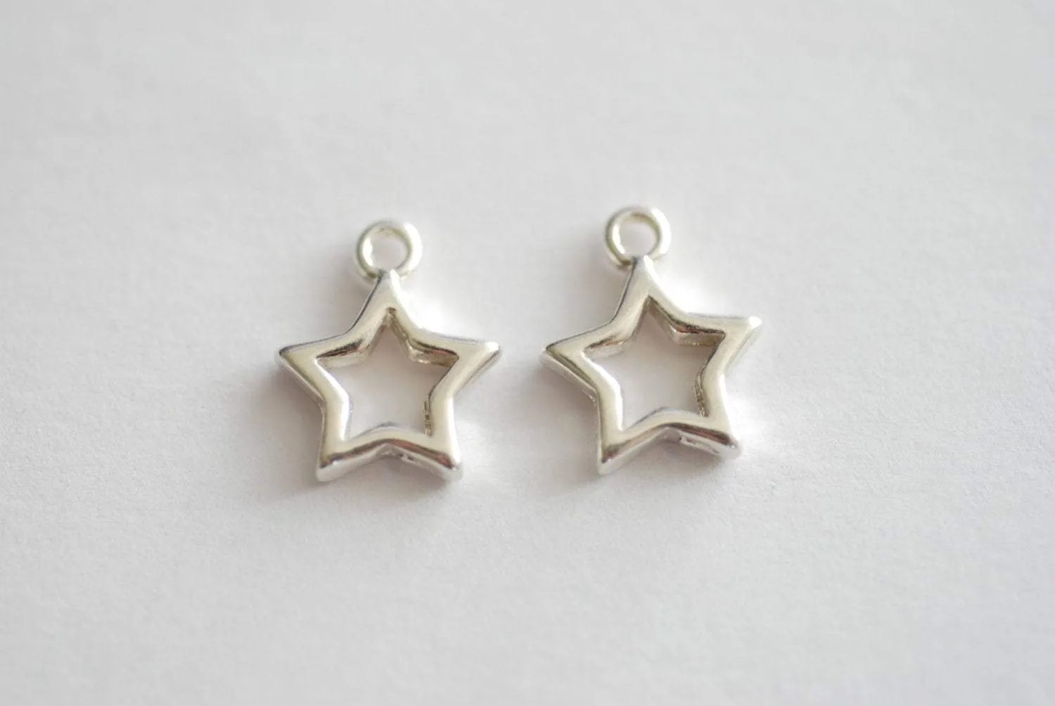 Sterling Silver Star Charm, 925 Silver Open Star Charm, Gold Open Star, Star Connector Link, Shooting Star, Silver Star Charm, Star Pendant