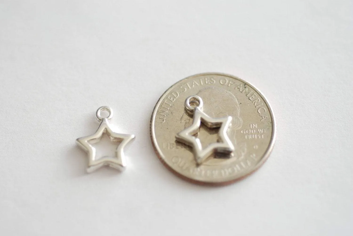 Sterling Silver Star Charm, 925 Silver Open Star Charm, Gold Open Star, Star Connector Link, Shooting Star, Silver Star Charm, Star Pendant
