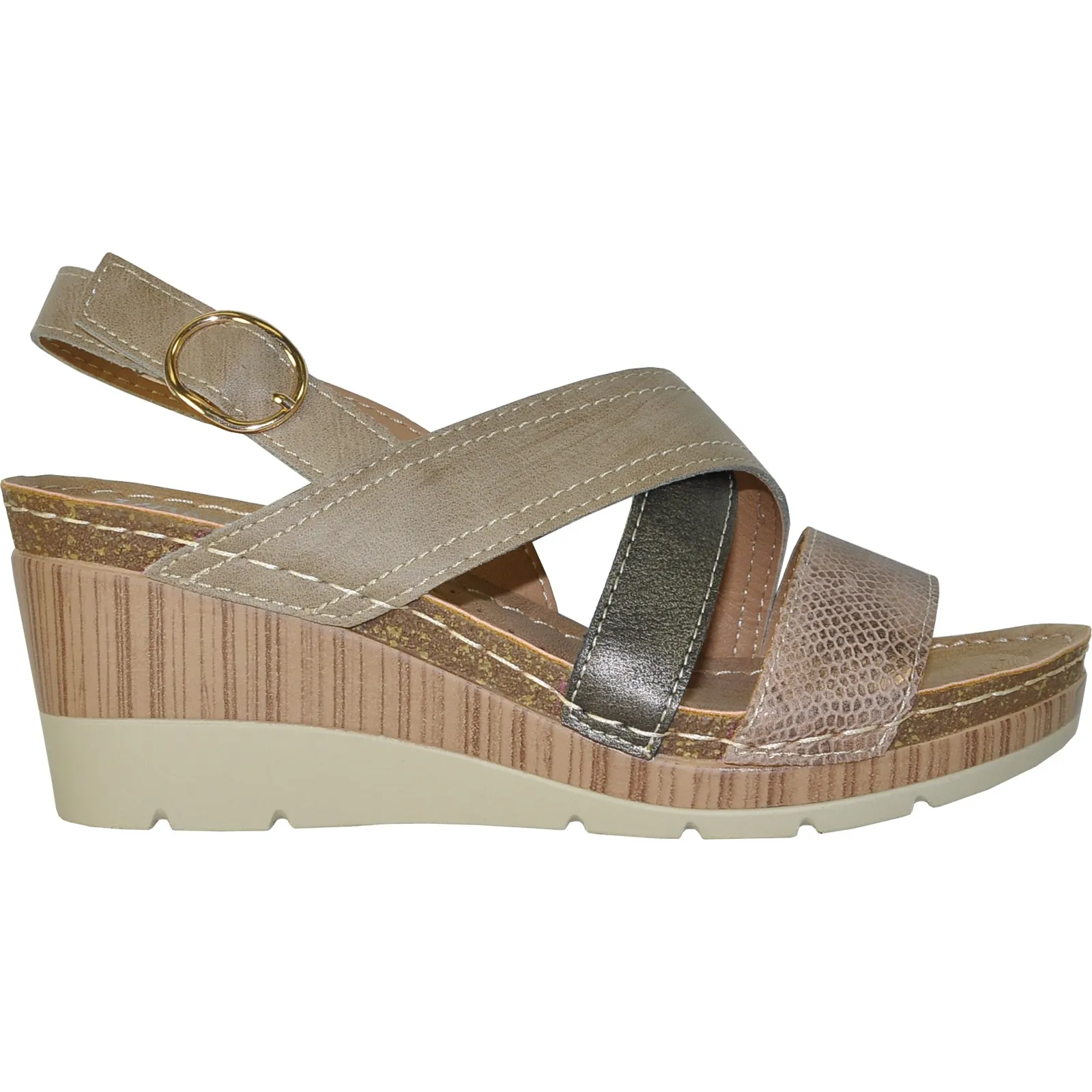 VANGELO Women Sandal REESE Wedge Sandal Taupe