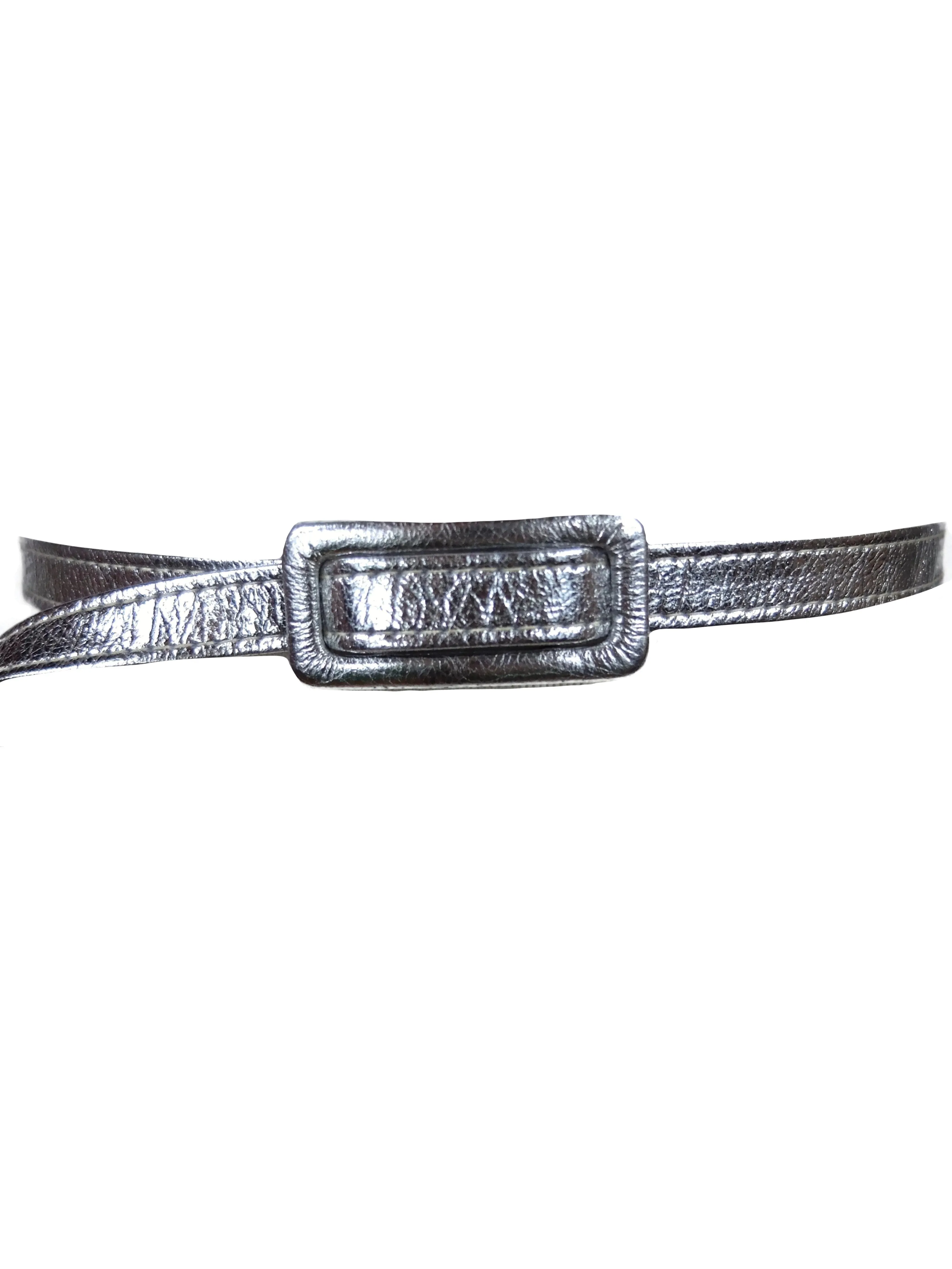 Vintage 60s Space Age Mod Metallic Silver Adjustable Thin Belt